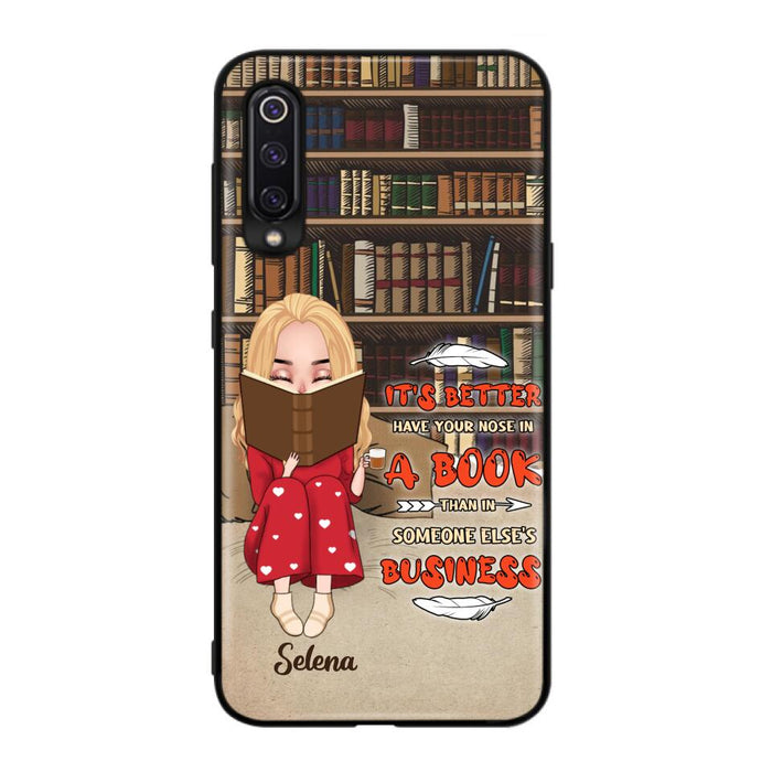 Custom Personalized Reading Chibi Girl Phone Case - Gift Idea For Reading Lover - It's Better To Have Your Nose In A Book - Case For Xiaomi, Oppo And Huawei