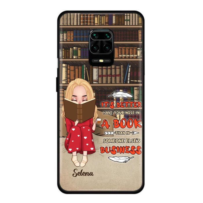 Custom Personalized Reading Chibi Girl Phone Case - Gift Idea For Reading Lover - It's Better To Have Your Nose In A Book - Case For Xiaomi, Oppo And Huawei