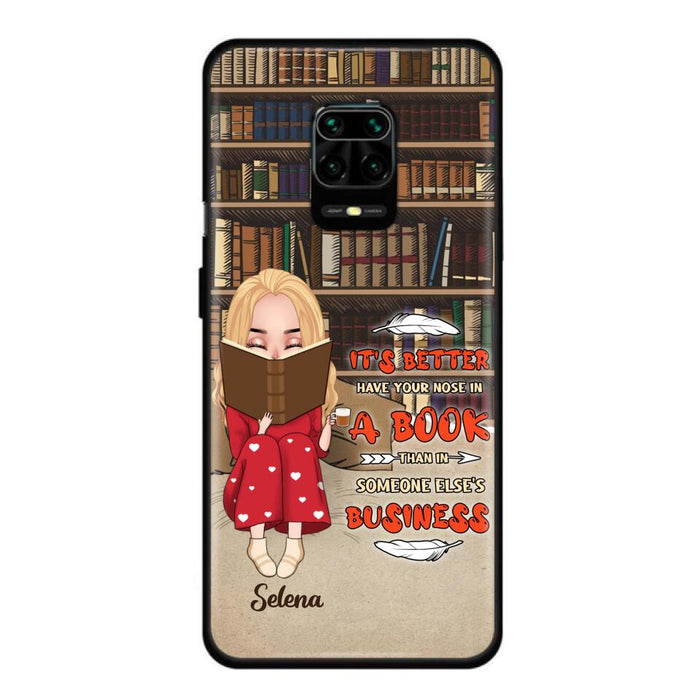 Custom Personalized Reading Chibi Girl Phone Case - Gift Idea For Reading Lover - It's Better To Have Your Nose In A Book - Case For Xiaomi, Oppo And Huawei