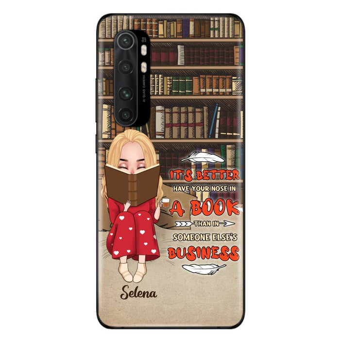 Custom Personalized Reading Chibi Girl Phone Case - Gift Idea For Reading Lover - It's Better To Have Your Nose In A Book - Case For Xiaomi, Oppo And Huawei