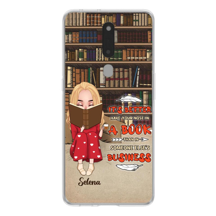 Custom Personalized Reading Chibi Girl Phone Case - Gift Idea For Reading Lover - It's Better To Have Your Nose In A Book - Case For Xiaomi, Oppo And Huawei