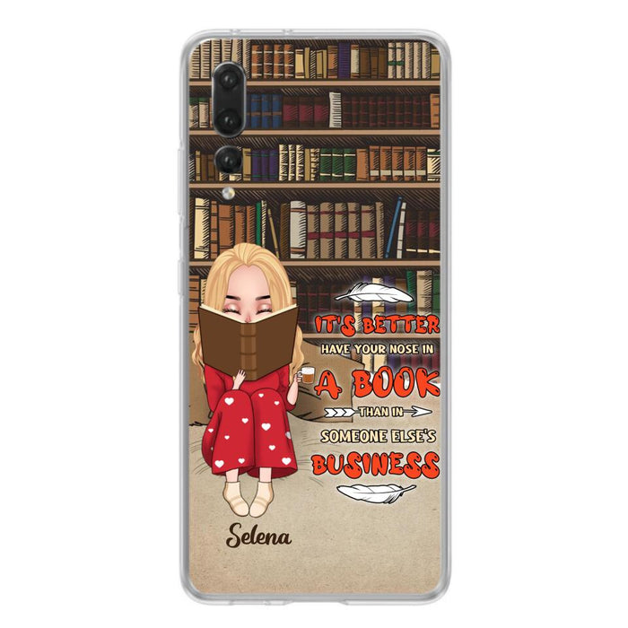 Custom Personalized Reading Chibi Girl Phone Case - Gift Idea For Reading Lover - It's Better To Have Your Nose In A Book - Case For Xiaomi, Oppo And Huawei