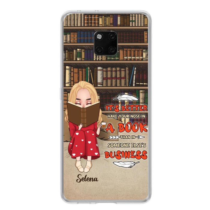 Custom Personalized Reading Chibi Girl Phone Case - Gift Idea For Reading Lover - It's Better To Have Your Nose In A Book - Case For Xiaomi, Oppo And Huawei