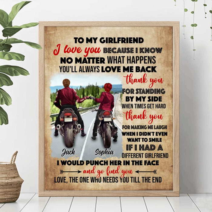 Custom Personalized Motorcycle Couple Poster - Gift Idea For Couple - To My Girlfriend