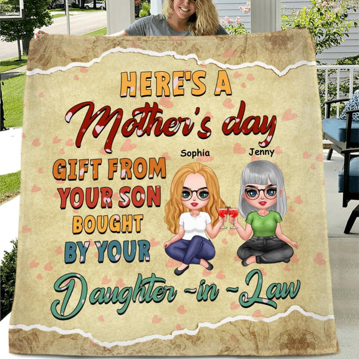 Custom Personalized Here’s A Mother’s Day Single Layer Fleece/ Quilt - Gift For Mother's Days From Son Bought By Your Daughter In Law