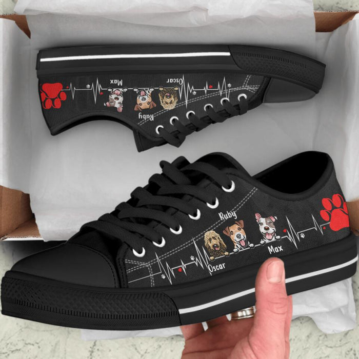 Custom Personalized Heart Beat Dog Sneakers - Up to 3 Dogs - Gift Idea For Dog Lover