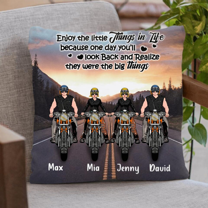 Custom Personalized Couple Motorcycle Pillow Cover - Gift Idea For Couple/ Friends - Couple Who Ride Together Stay Together