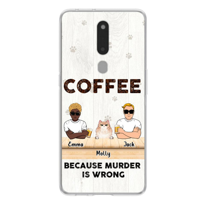 Custom Personalized Cat Phone Case - Gift Idea For Cat Lovers - Up to 6 Cats - Coffee Because Murder Is Wrong - Case For Xiaomi/Oppo/Huawei