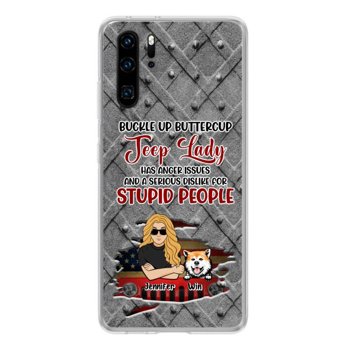 Custom Personalized Off-road Dog Lady Phone Case - Up to 4 Dogs - Gift Idea For Dogs Lover - Off-road Lady Has Anger Issues And A Serious Dislike - Case For Xiaomi, Oppo And Huawei