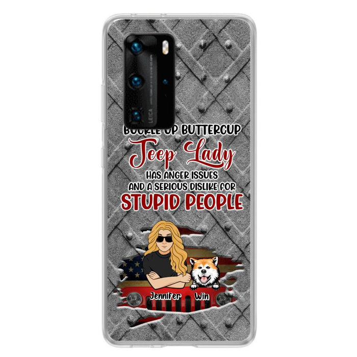 Custom Personalized Off-road Dog Lady Phone Case - Up to 4 Dogs - Gift Idea For Dogs Lover - Off-road Lady Has Anger Issues And A Serious Dislike - Case For Xiaomi, Oppo And Huawei