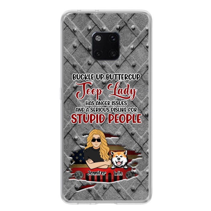 Custom Personalized Off-road Dog Lady Phone Case - Up to 4 Dogs - Gift Idea For Dogs Lover - Off-road Lady Has Anger Issues And A Serious Dislike - Case For Xiaomi, Oppo And Huawei