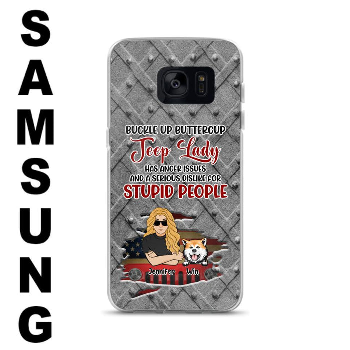 Custom Personalized Off-road Dog Lady Phone Case - Up to 4 Dogs - Gift Idea For Dogs Lover - Off-road Lady Has Anger Issues And A Serious Dislike - Case For iPhone And Samsung