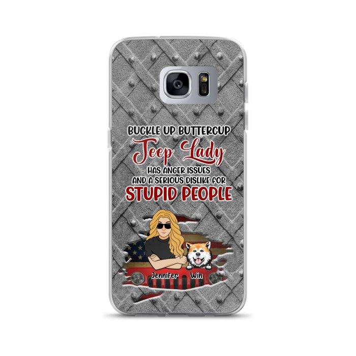 Custom Personalized Off-road Dog Lady Phone Case - Up to 4 Dogs - Gift Idea For Dogs Lover - Off-road Lady Has Anger Issues And A Serious Dislike - Case For iPhone And Samsung