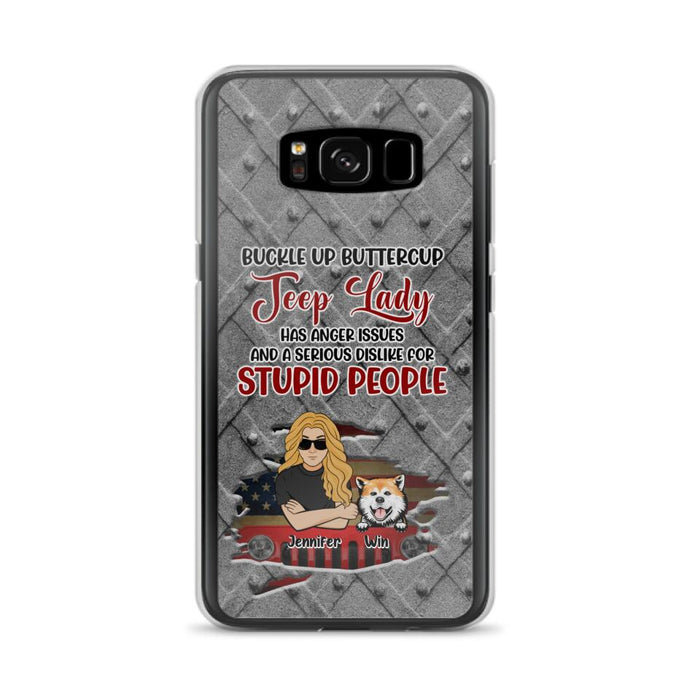 Custom Personalized Off-road Dog Lady Phone Case - Up to 4 Dogs - Gift Idea For Dogs Lover - Off-road Lady Has Anger Issues And A Serious Dislike - Case For iPhone And Samsung