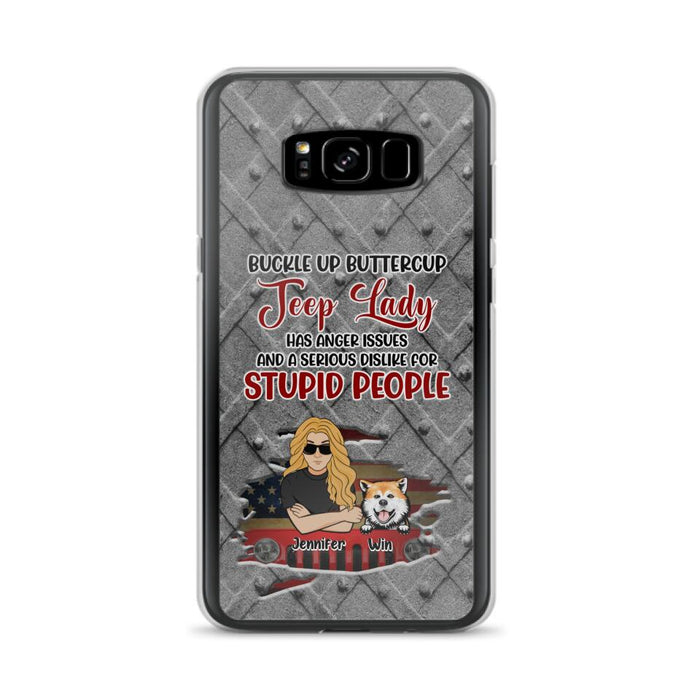 Custom Personalized Off-road Dog Lady Phone Case - Up to 4 Dogs - Gift Idea For Dogs Lover - Off-road Lady Has Anger Issues And A Serious Dislike - Case For iPhone And Samsung