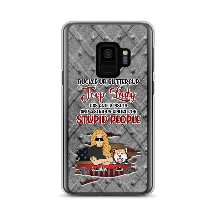 Custom Personalized Off-road Dog Lady Phone Case - Up to 4 Dogs - Gift Idea For Dogs Lover - Off-road Lady Has Anger Issues And A Serious Dislike - Case For iPhone And Samsung