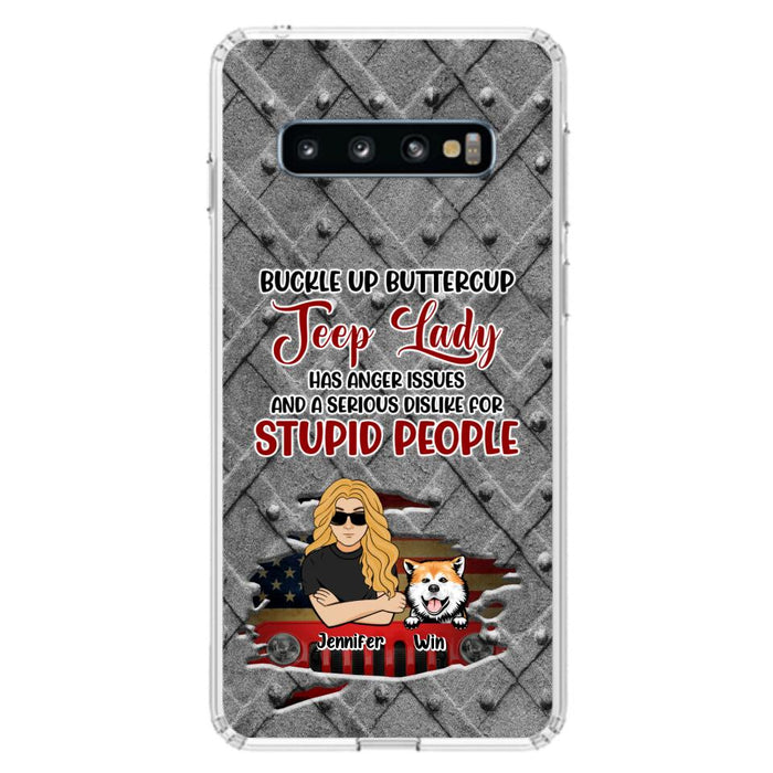 Custom Personalized Off-road Dog Lady Phone Case - Up to 4 Dogs - Gift Idea For Dogs Lover - Off-road Lady Has Anger Issues And A Serious Dislike - Case For iPhone And Samsung