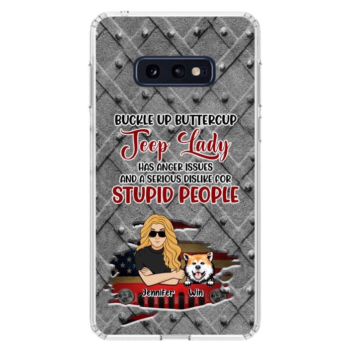 Custom Personalized Off-road Dog Lady Phone Case - Up to 4 Dogs - Gift Idea For Dogs Lover - Off-road Lady Has Anger Issues And A Serious Dislike - Case For iPhone And Samsung