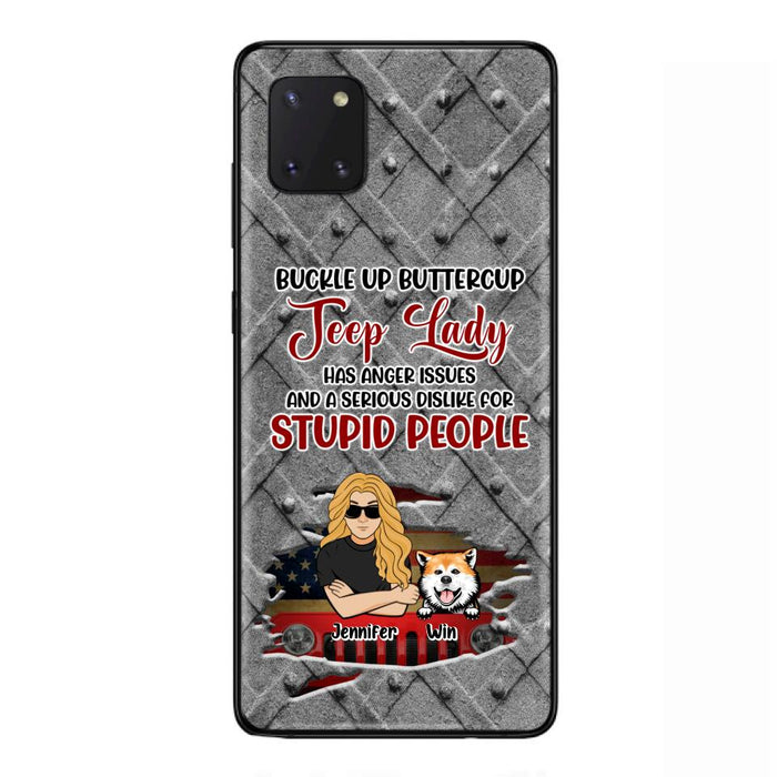 Custom Personalized Off-road Dog Lady Phone Case - Up to 4 Dogs - Gift Idea For Dogs Lover - Off-road Lady Has Anger Issues And A Serious Dislike - Case For iPhone And Samsung