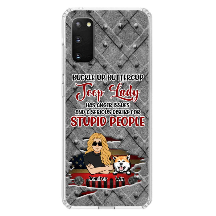 Custom Personalized Off-road Dog Lady Phone Case - Up to 4 Dogs - Gift Idea For Dogs Lover - Off-road Lady Has Anger Issues And A Serious Dislike - Case For iPhone And Samsung