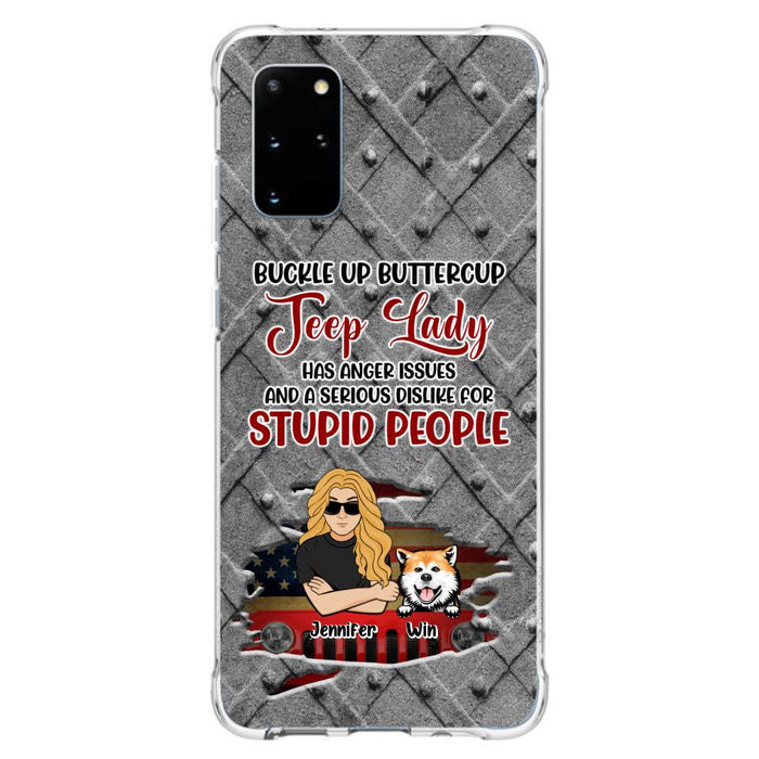 Custom Personalized Off-road Dog Lady Phone Case - Up to 4 Dogs - Gift Idea For Dogs Lover - Off-road Lady Has Anger Issues And A Serious Dislike - Case For iPhone And Samsung