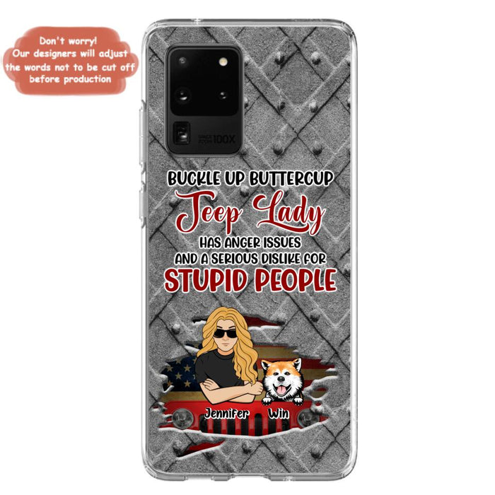 Custom Personalized Off-road Dog Lady Phone Case - Up to 4 Dogs - Gift Idea For Dogs Lover - Off-road Lady Has Anger Issues And A Serious Dislike - Case For iPhone And Samsung