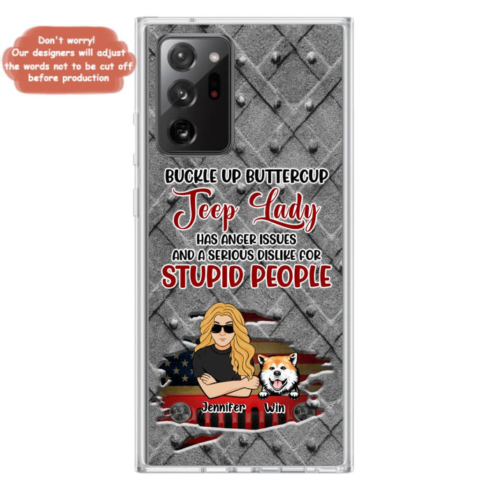 Custom Personalized Off-road Dog Lady Phone Case - Up to 4 Dogs - Gift Idea For Dogs Lover - Off-road Lady Has Anger Issues And A Serious Dislike - Case For iPhone And Samsung