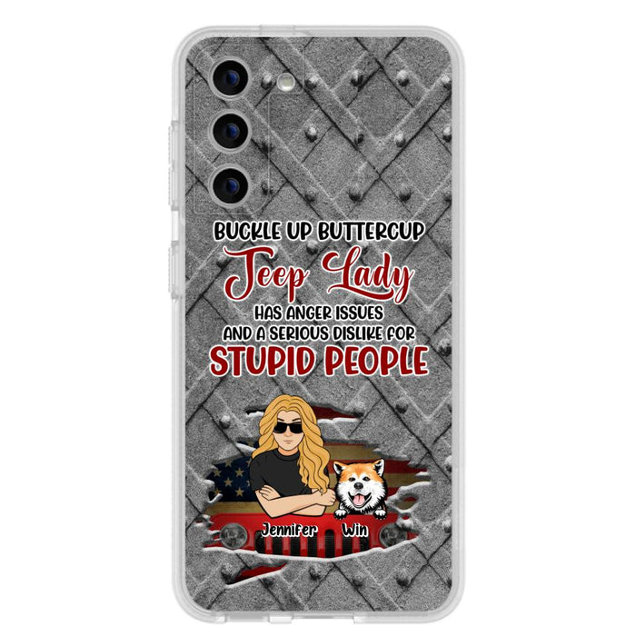 Custom Personalized Off-road Dog Lady Phone Case - Up to 4 Dogs - Gift Idea For Dogs Lover - Off-road Lady Has Anger Issues And A Serious Dislike - Case For iPhone And Samsung