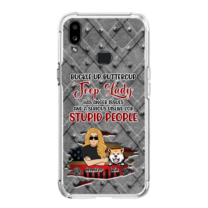 Custom Personalized Off-road Dog Lady Phone Case - Up to 4 Dogs - Gift Idea For Dogs Lover - Off-road Lady Has Anger Issues And A Serious Dislike - Case For iPhone And Samsung