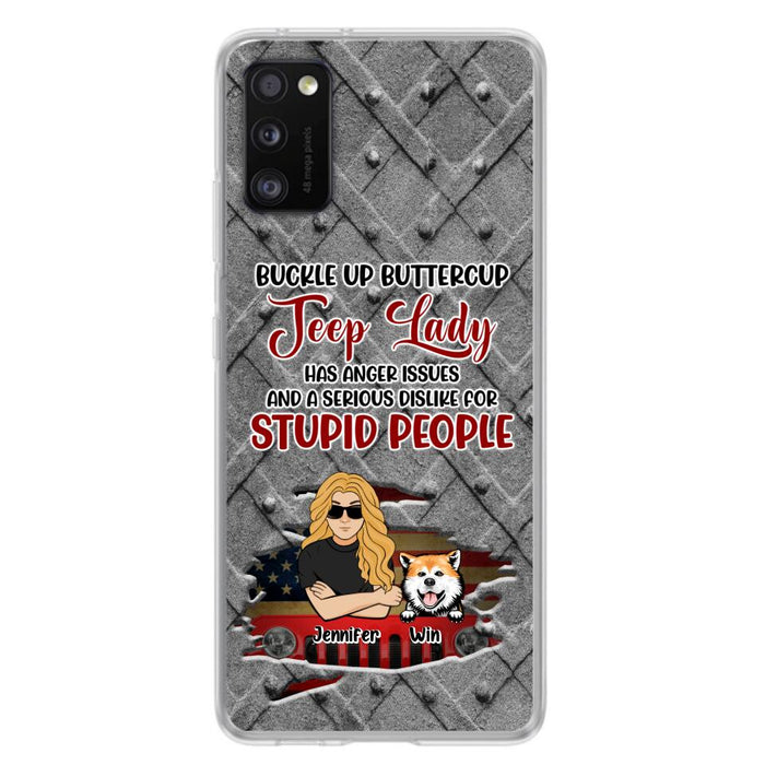 Custom Personalized Off-road Dog Lady Phone Case - Up to 4 Dogs - Gift Idea For Dogs Lover - Off-road Lady Has Anger Issues And A Serious Dislike - Case For iPhone And Samsung