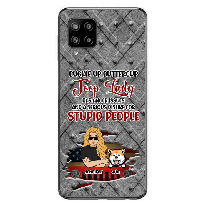 Custom Personalized Off-road Dog Lady Phone Case - Up to 4 Dogs - Gift Idea For Dogs Lover - Off-road Lady Has Anger Issues And A Serious Dislike - Case For iPhone And Samsung