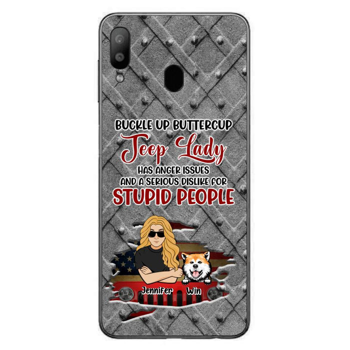 Custom Personalized Off-road Dog Lady Phone Case - Up to 4 Dogs - Gift Idea For Dogs Lover - Off-road Lady Has Anger Issues And A Serious Dislike - Case For iPhone And Samsung