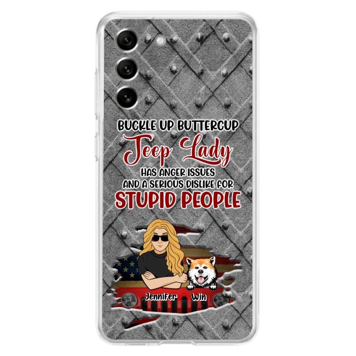 Custom Personalized Off-road Dog Lady Phone Case - Up to 4 Dogs - Gift Idea For Dogs Lover - Off-road Lady Has Anger Issues And A Serious Dislike - Case For iPhone And Samsung