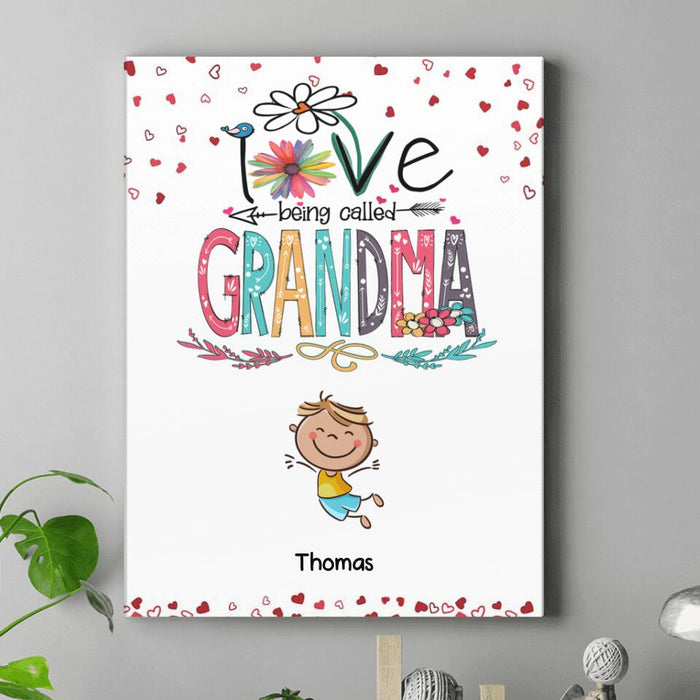 Custom Personalized Love Being Called Grandma Canvas - Upto 14 Kids - Gift Idea For Nana/ Mama/Kids