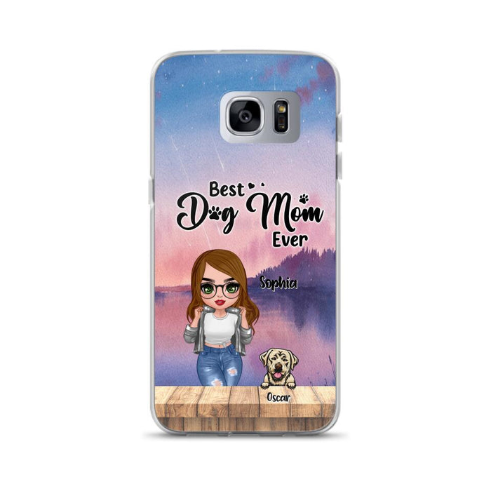 Personalized Dog Mom Chibi Front Phone Case - Gifts For Dog Lover With Up to 4 Dogs - Best Dog Mom Ever - Case For iPhone And Samsung