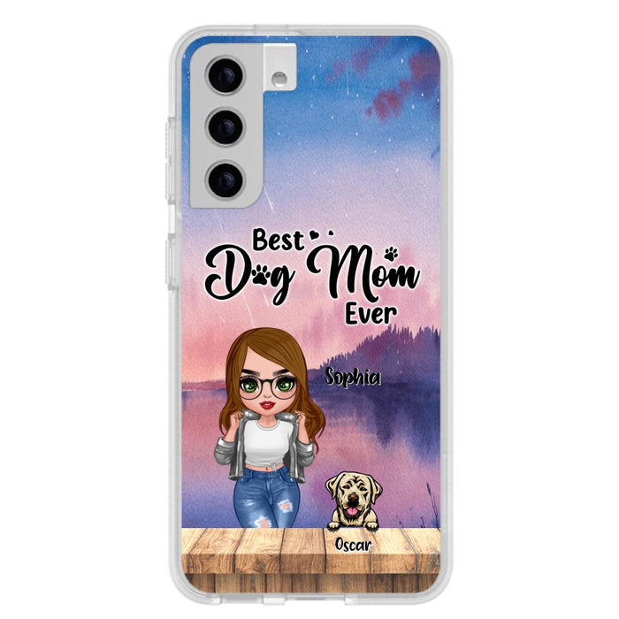 Personalized Dog Mom Chibi Front Phone Case - Gifts For Dog Lover With Up to 4 Dogs - Best Dog Mom Ever - Case For iPhone And Samsung