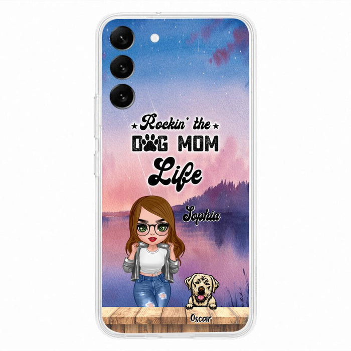 Custom Personalized Dog Mom Chibi Front Phone Case - Gifts For Dog Lover With Up to 4 Dogs - Rockin' The Dog Mom Life - Case For iPhone And Samsung