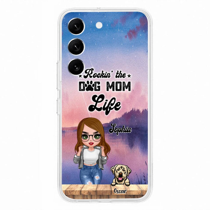 Custom Personalized Dog Mom Chibi Front Phone Case - Gifts For Dog Lover With Up to 4 Dogs - Rockin' The Dog Mom Life - Case For iPhone And Samsung