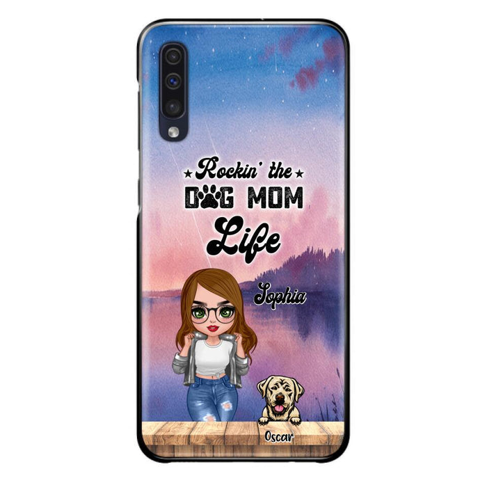 Custom Personalized Dog Mom Chibi Front Phone Case - Gifts For Dog Lover With Up to 4 Dogs - Rockin' The Dog Mom Life - Case For iPhone And Samsung