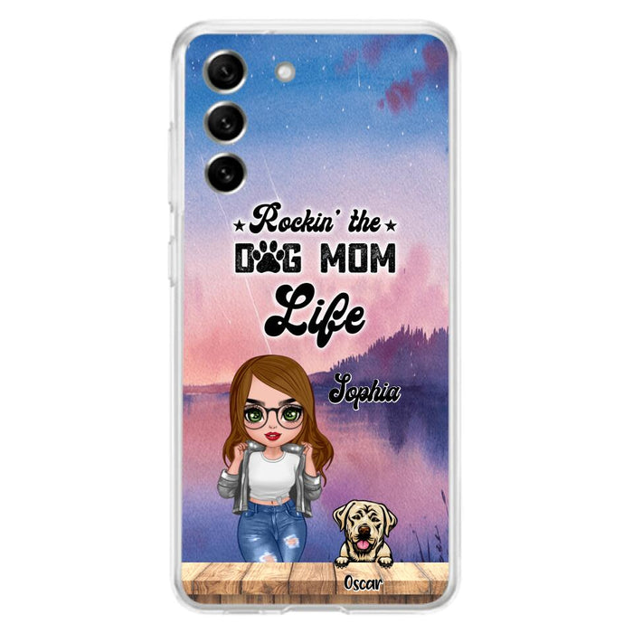 Custom Personalized Dog Mom Chibi Front Phone Case - Gifts For Dog Lover With Up to 4 Dogs - Rockin' The Dog Mom Life - Case For iPhone And Samsung