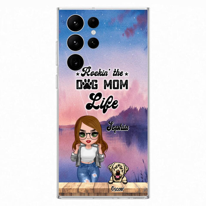 Custom Personalized Dog Mom Chibi Front Phone Case - Gifts For Dog Lover With Up to 4 Dogs - Rockin' The Dog Mom Life - Case For iPhone And Samsung