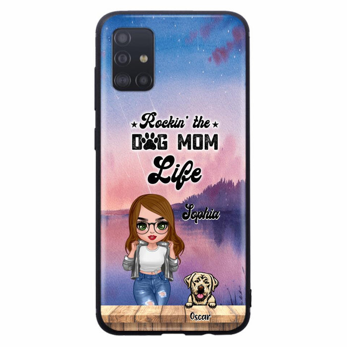 Custom Personalized Dog Mom Chibi Front Phone Case - Gifts For Dog Lover With Up to 4 Dogs - Rockin' The Dog Mom Life - Case For iPhone And Samsung