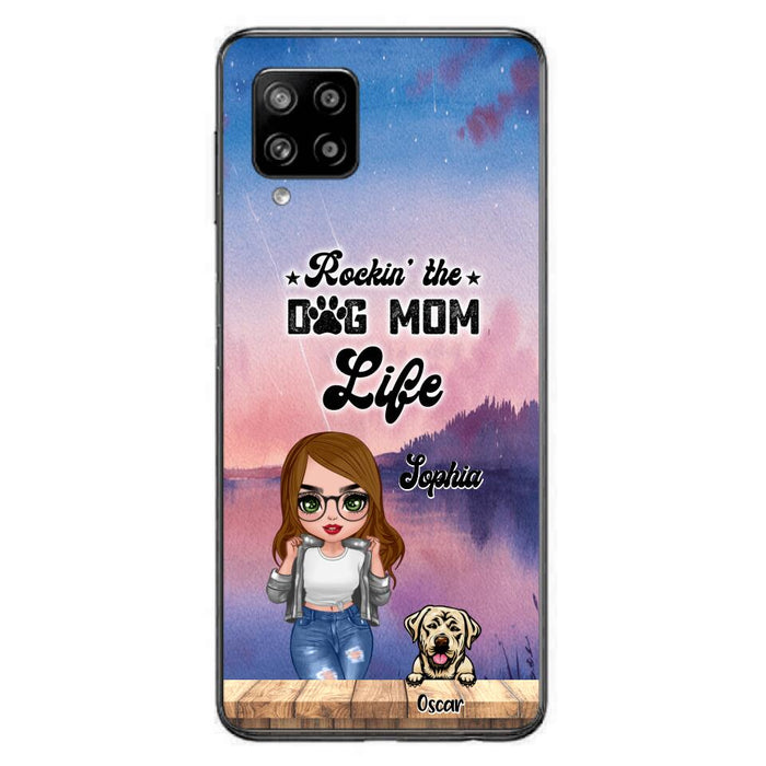 Custom Personalized Dog Mom Chibi Front Phone Case - Gifts For Dog Lover With Up to 4 Dogs - Rockin' The Dog Mom Life - Case For iPhone And Samsung