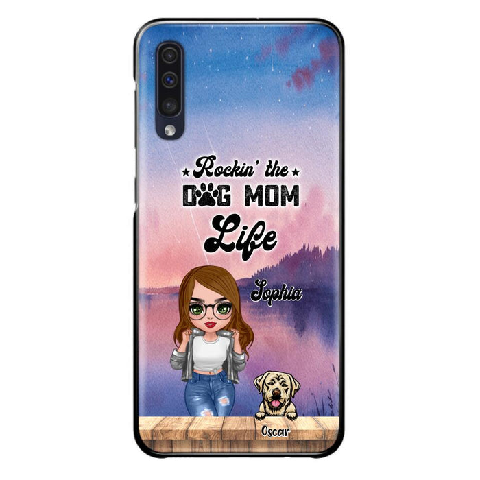 Custom Personalized Dog Mom Chibi Front Phone Case - Gifts For Dog Lover With Up to 4 Dogs - Rockin' The Dog Mom Life - Case For iPhone And Samsung