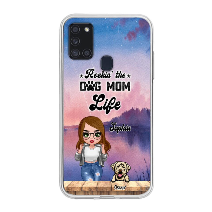 Custom Personalized Dog Mom Chibi Front Phone Case - Gifts For Dog Lover With Up to 4 Dogs - Rockin' The Dog Mom Life - Case For iPhone And Samsung