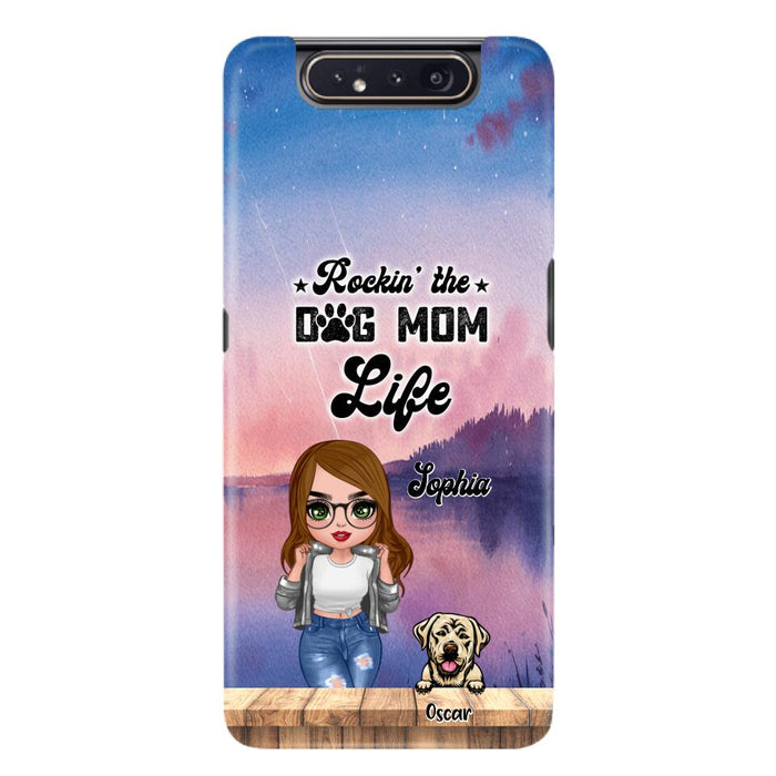 Custom Personalized Dog Mom Chibi Front Phone Case - Gifts For Dog Lover With Up to 4 Dogs - Rockin' The Dog Mom Life - Case For iPhone And Samsung