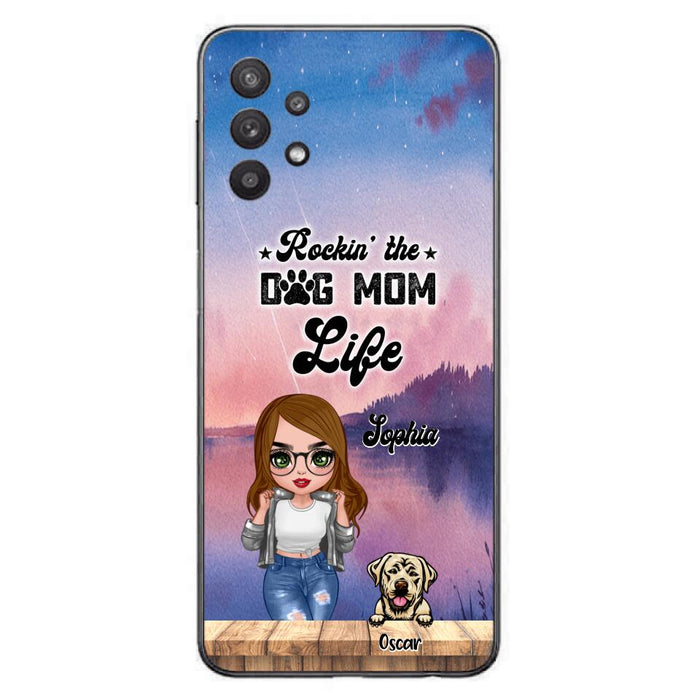 Custom Personalized Dog Mom Chibi Front Phone Case - Gifts For Dog Lover With Up to 4 Dogs - Rockin' The Dog Mom Life - Case For iPhone And Samsung