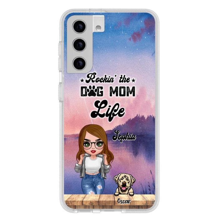 Custom Personalized Dog Mom Chibi Front Phone Case - Gifts For Dog Lover With Up to 4 Dogs - Rockin' The Dog Mom Life - Case For iPhone And Samsung