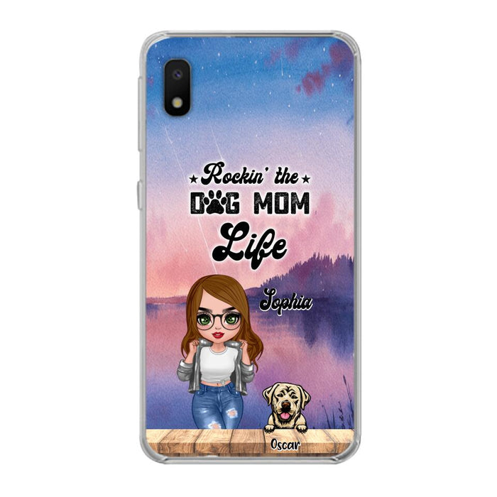 Custom Personalized Dog Mom Chibi Front Phone Case - Gifts For Dog Lover With Up to 4 Dogs - Rockin' The Dog Mom Life - Case For iPhone And Samsung