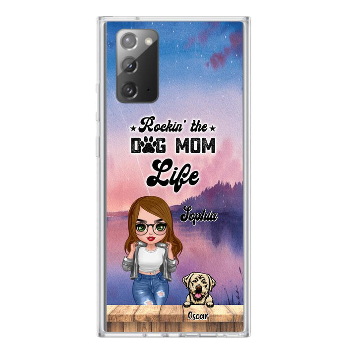 Custom Personalized Dog Mom Chibi Front Phone Case - Gifts For Dog Lover With Up to 4 Dogs - Rockin' The Dog Mom Life - Case For iPhone And Samsung